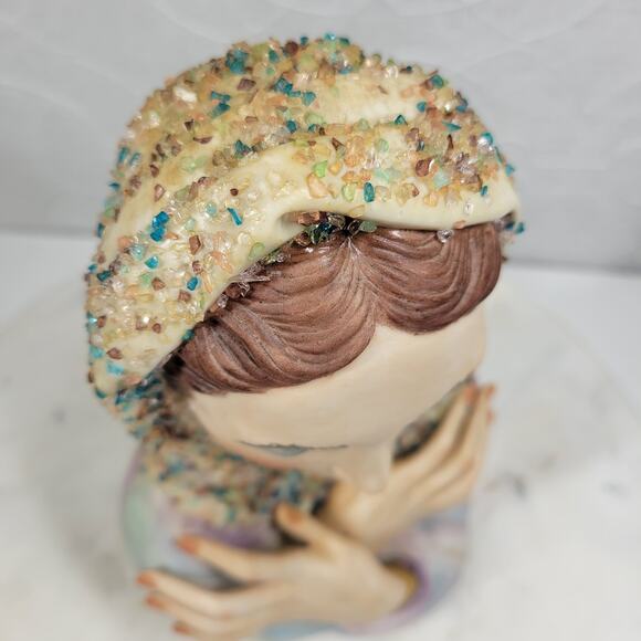 VTG Ceramic Bust 8.5" Hand Painted Porcelain Figurine Textured Girl Sculpture - Picture 8 of 16